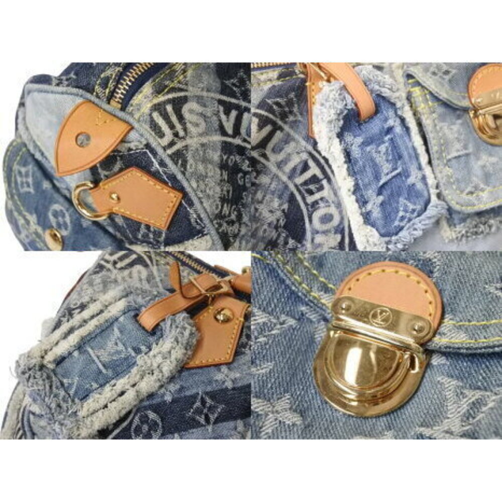 Louis Vuitton Speedy Handbag Monogram Denim Patchwork Indigo Blue - Picture 4 of 8